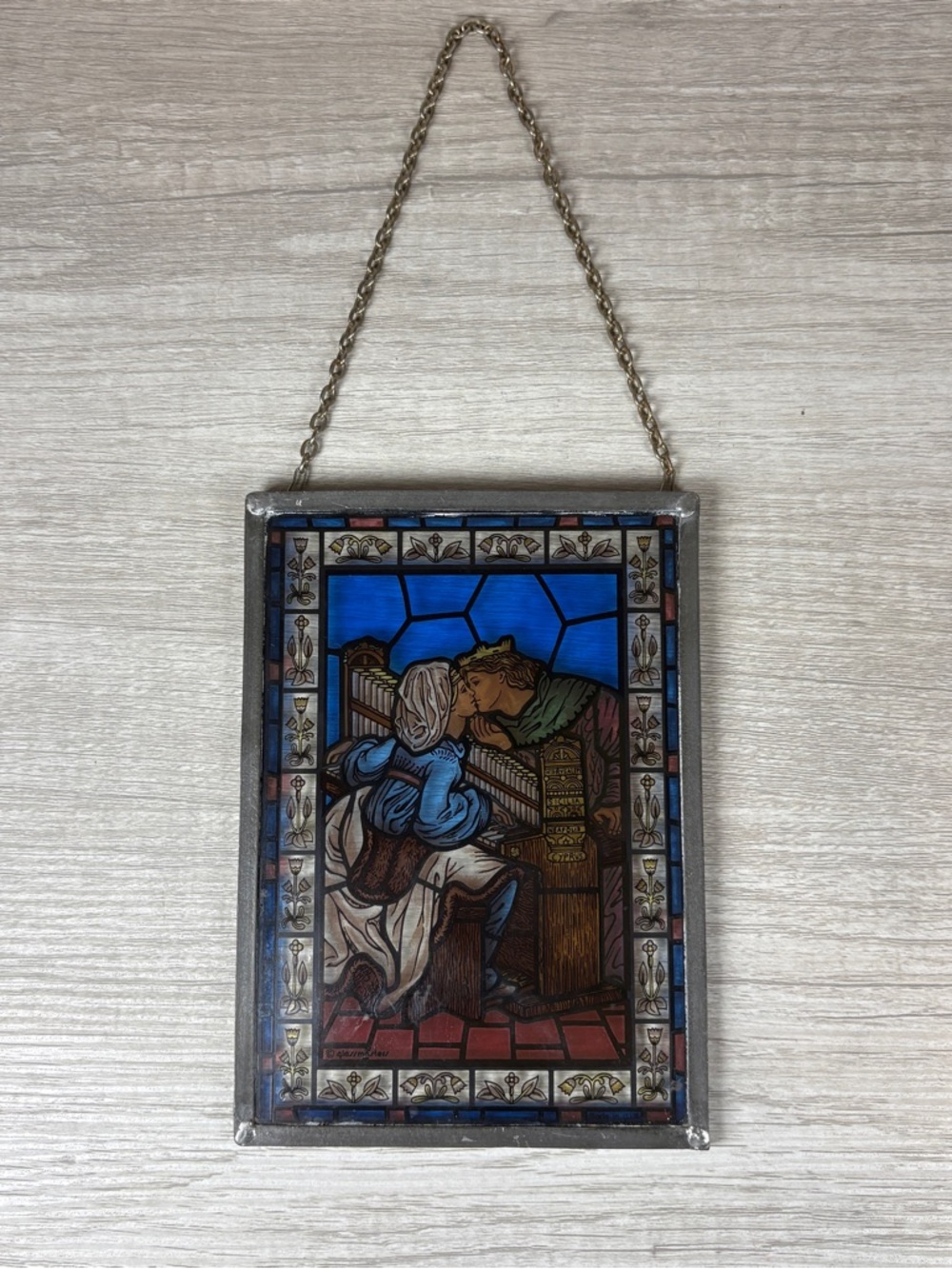 Glassmasters Stained Glass Suncatcher Image Of Rossetti's Music The Kiss 7x5